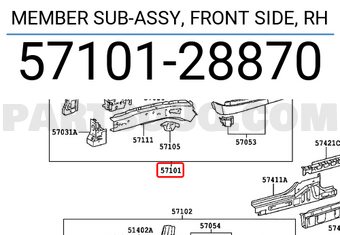 Toyota 5710128870 MEMBER SUB-ASSY, FRONT SIDE, RH