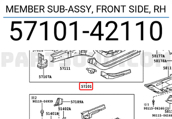Toyota 5710142110 MEMBER SUB-ASSY, FRONT SIDE, RH