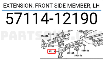 Toyota 5711412190 EXTENSION, FRONT SIDE MEMBER, LH