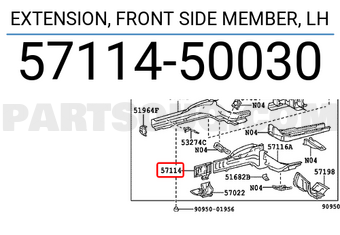Toyota 5711450030 EXTENSION, FRONT SIDE MEMBER, LH