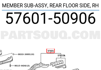 Toyota 5760150906 MEMBER SUB-ASSY, REAR FLOOR SIDE, RH