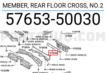 Toyota 5765350030 MEMBER, REAR FLOOR CROSS, NO.2