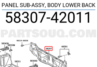 Toyota 5830742011 PANEL SUB-ASSY, BODY LOWER BACK