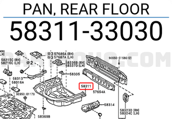 Toyota 5831133030 PAN, REAR FLOOR