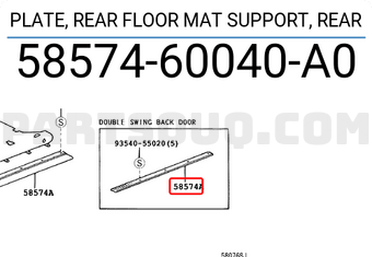 Toyota 5857460040A0 PLATE, REAR FLOOR MAT SUPPORT, REAR