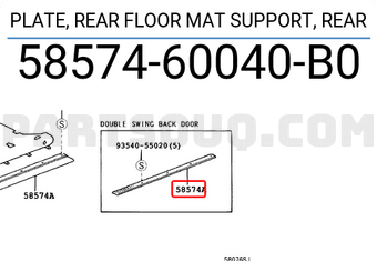 Toyota 5857460040B0 PLATE, REAR FLOOR MAT SUPPORT, REAR