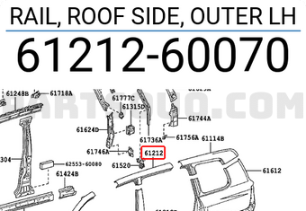 Toyota 6121260070 RAIL, ROOF SIDE, OUTER LH