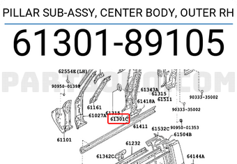 Toyota 6130189105 PILLAR SUB-ASSY, CENTER BODY, OUTER RH