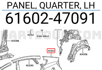Toyota 6160247091 PANEL, QUARTER, LH