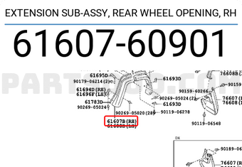 Toyota 6160760901 EXTENSION SUB-ASSY, REAR WHEEL OPENING, RH