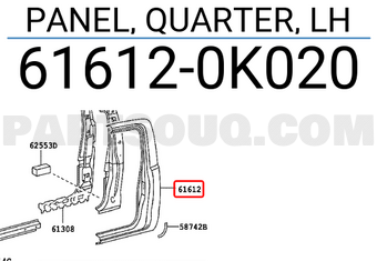 PANEL, QUARTER, LH 616120K020 | Toyota Parts | PartSouq