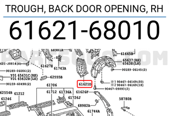 Toyota 6162168010 TROUGH, BACK DOOR OPENING, RH