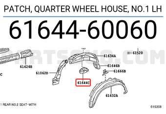Toyota 6164460060 PATCH, QUARTER WHEEL HOUSE, NO.1 LH