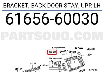 Toyota 6165660030 BRACKET, BACK DOOR STAY, UPR LH