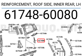 Toyota 6174860080 REINFORCEMENT, ROOF SIDE, INNER REAR, LH