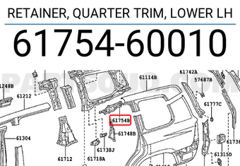 Toyota 6175460010 RETAINER, QUARTER TRIM, LOWER LH
