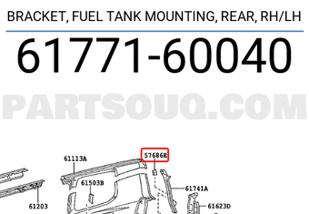 Toyota 6177160040 BRACKET, FUEL TANK MOUNTING, REAR, RH/LH