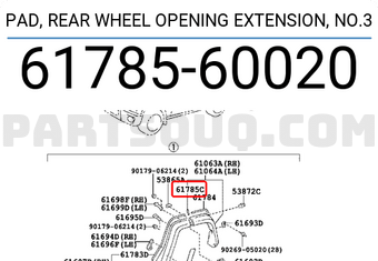 Toyota 6178560020 PAD, REAR WHEEL OPENING EXTENSION, NO.3