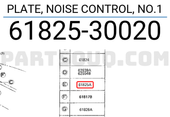 Toyota 6182530020 PLATE, NOISE CONTROL, NO.1