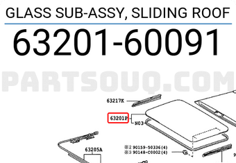 Toyota 6320160091 GLASS SUB-ASSY, SLIDING ROOF