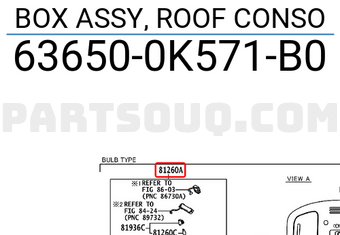 BOX ASSY, ROOF CONSO 636500K571B0 | Toyota Parts | PartSouq BOX ASSY, ROOF CONSO 636500K571B0 | Toyota Parts | PartSouq