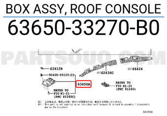 BOX ASSY, ROOF CONSOLE 6365033271B0 | Toyota Parts | PartSouq