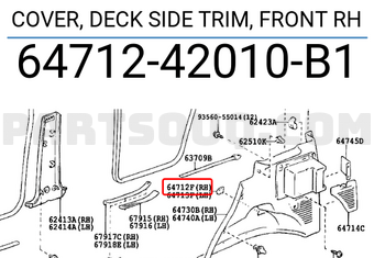 Toyota 64712-42010-B1 Deck Trim Cover 
