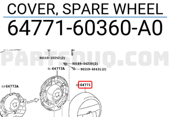 Toyota Genuine 64770-12100 Spare Wheel Cover 