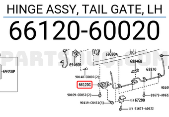 Toyota 6612060020 HINGE ASSY, TAIL GATE, LH