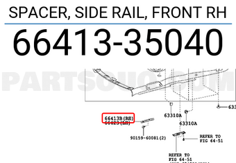 Toyota 6641335040 SPACER, SIDE RAIL, FRONT RH