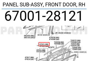 Toyota 6700128121 PANEL SUB-ASSY, FRONT DOOR, RH
