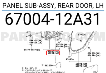 Toyota 6700412A31 PANEL SUB-ASSY, REAR DOOR, LH