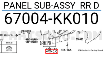 Toyota 67004KK010 PANEL SUB-ASSY RR D
