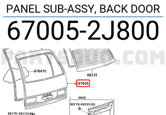Toyota 670052J800 PANEL SUB-ASSY, BACK DOOR
