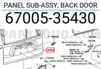 Toyota 6700535430 PANEL SUB-ASSY, BACK DOOR