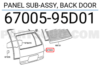 Toyota 6700595D01 PANEL SUB-ASSY, BACK DOOR