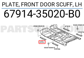 Toyota 6791435020B0 PLATE, FRONT DOOR SCUFF, LH