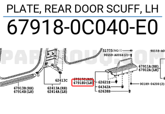 Toyota 679180C040E0 PLATE, REAR DOOR SCUFF, LH