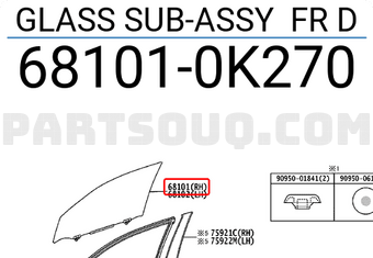 Toyota 681010K270 GLASS SUB-ASSY FR D