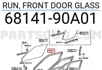 Toyota 6814190A01 RUN, FRONT DOOR GLASS
