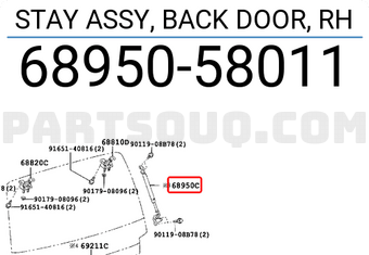 Toyota 6895058011 STAY ASSY, BACK DOOR, RH