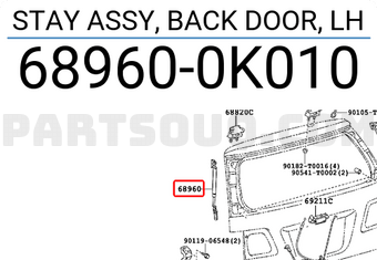 STAY ASSY, BACK DOOR, LH 689600K251 | Toyota Parts | PartSouq