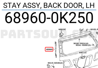 STAY ASSY, BACK DOOR, LH 689600K110 | Toyota Parts | PartSouq