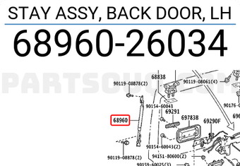 Toyota 6896026034 STAY ASSY, BACK DOOR, LH