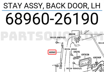 Toyota 6896026190 STAY ASSY, BACK DOOR, LH