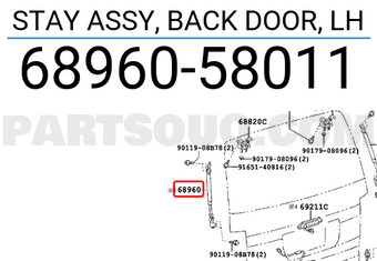 Toyota 6896058011 STAY ASSY, BACK DOOR, LH
