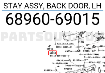 Toyota 6896069015 STAY ASSY, BACK DOOR, LH