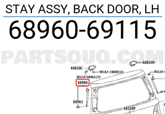 Toyota 6896069115 STAY ASSY, BACK DOOR, LH