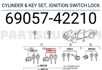 Toyota 6905742210 CYLINDER & KEY SET, IGNITION SWITCH LOCK