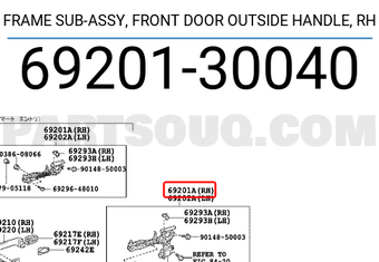 Toyota 6920130040 FRAME SUB-ASSY, FRONT DOOR OUTSIDE HANDLE, RH